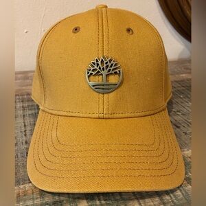 Timberland Dad Hat Tree Logo Canvas Cap Adjustable Leather Strap Authentic OS